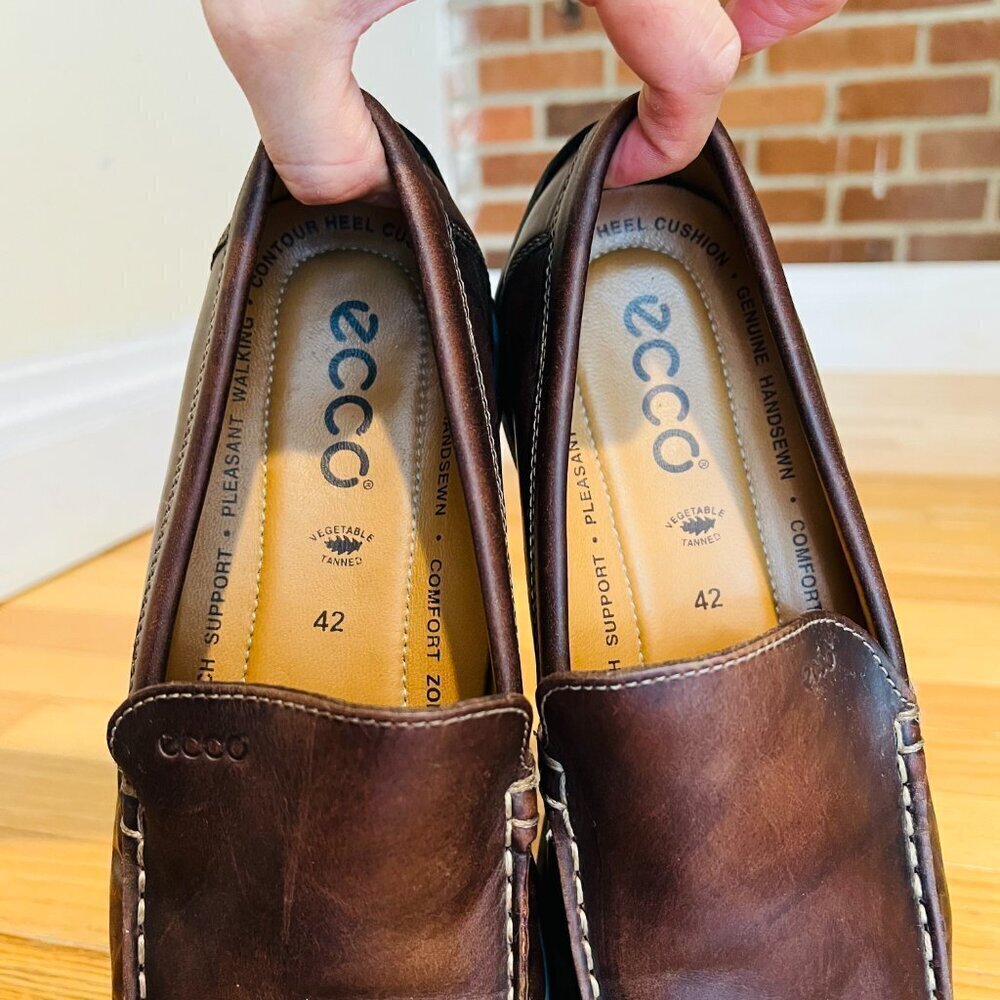 Men's ECCO Brown Leather Loafers Size 42 US 8.5 - Picture 12 of 16